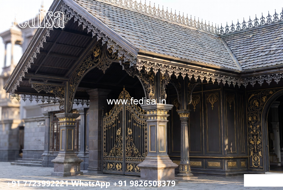 Luxury Car Parking Shed Design with Decorative Outdoor Elements No-4375