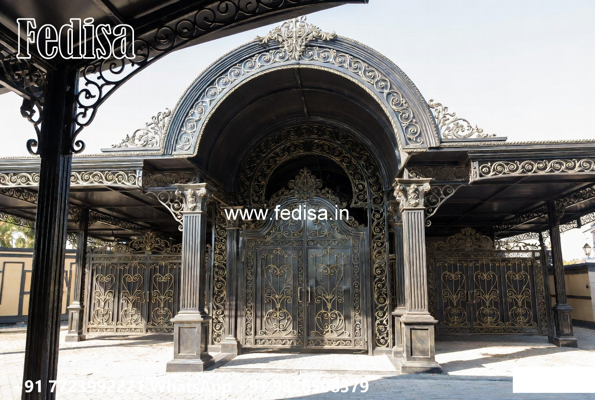 Elegant Iron Car Parking Shed Design with Beautiful Roof No-4439