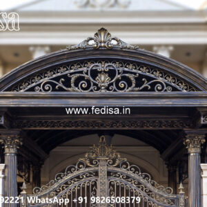 Iron Car Parking Shed Design with Decorative Outdoor Lighting No-4477